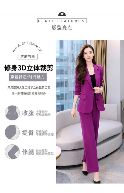 Fashion Casual Pants Suit the New Korean Pop Lapel Loose Pants Blouse Professional Suit Two-piece Women Elegant Set