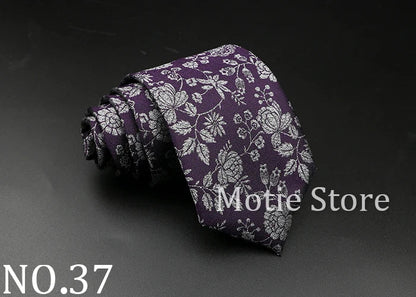 New Style Fashion Jacquard Floral Paisley Necktie Polyester Male Narrow Red Blue Tie Suit Shirt Gift For Men Accessory Gravatas