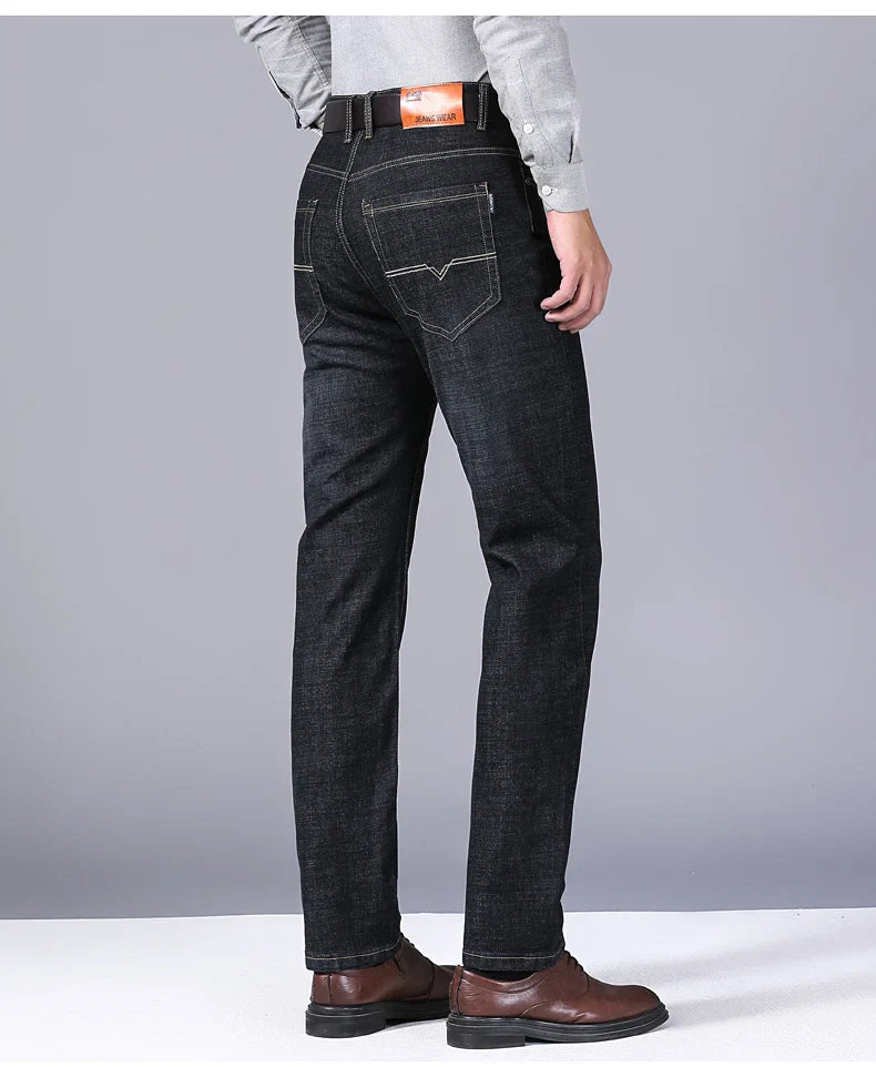 2024 New Stretch Slim Fit Pants Comfortable Soft Business Denim Trousers Male Brand Clothing Men Fashion Straight Jeans 28-40