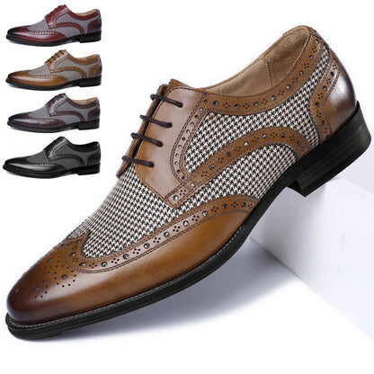 Casual Shoes For Men Men'S Large Size British Style Leather Shoes Color Matching Lace-Up Men'S Uniquely Designed Leather Shoes