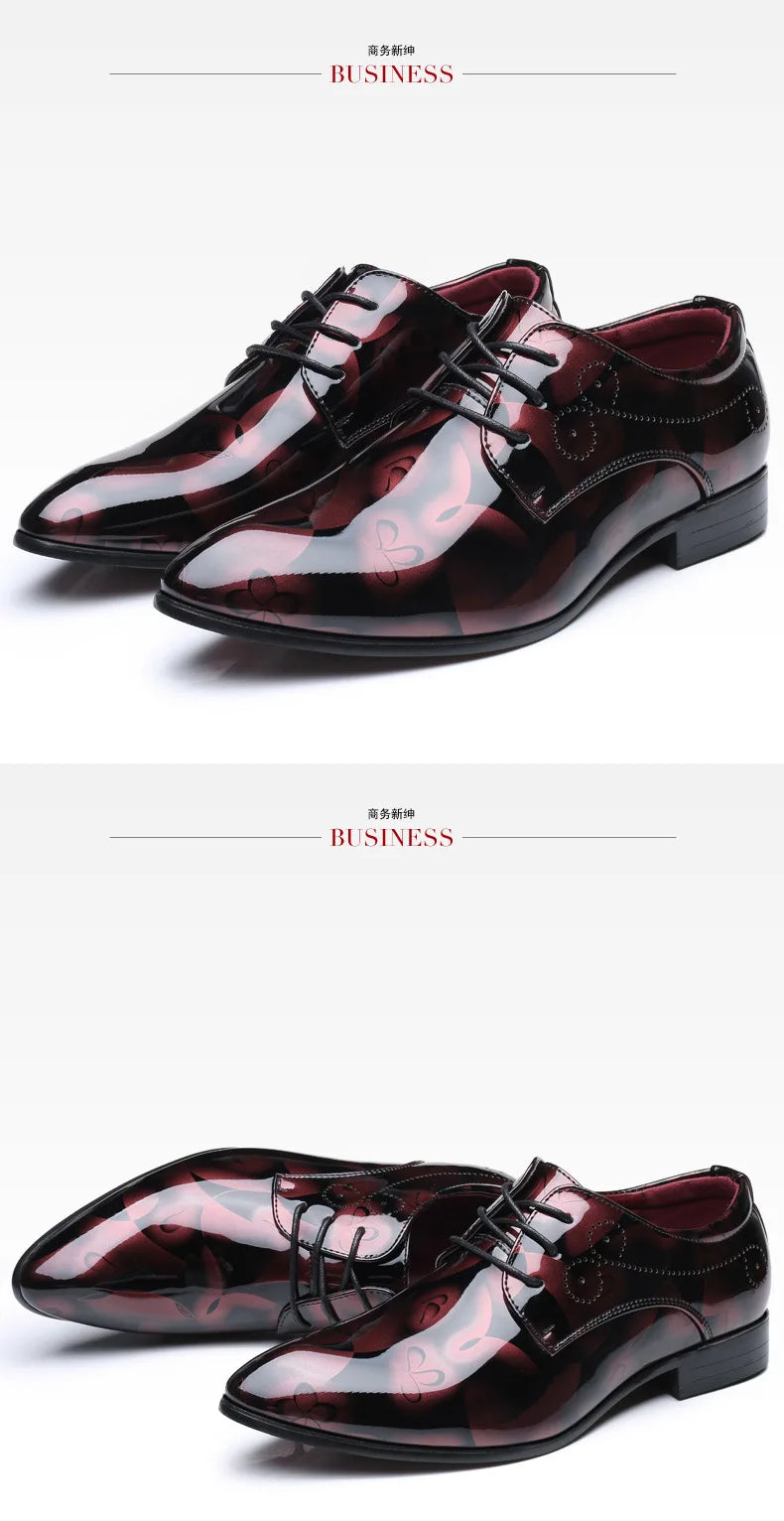 Luxury Men Oxford Shoes Retro Floral Pattern Men Dress Shoes Fashion Lace-Up Flats High Quality Business Men Party Wedding Shoes