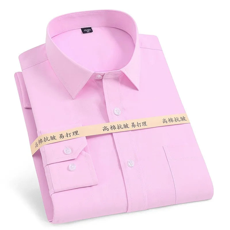 2024 Men's Long-sleeved Plaid Casual Shirts Fashion Classic Striped Business Social Dress Shirts Breathable Cotton Men Blousers