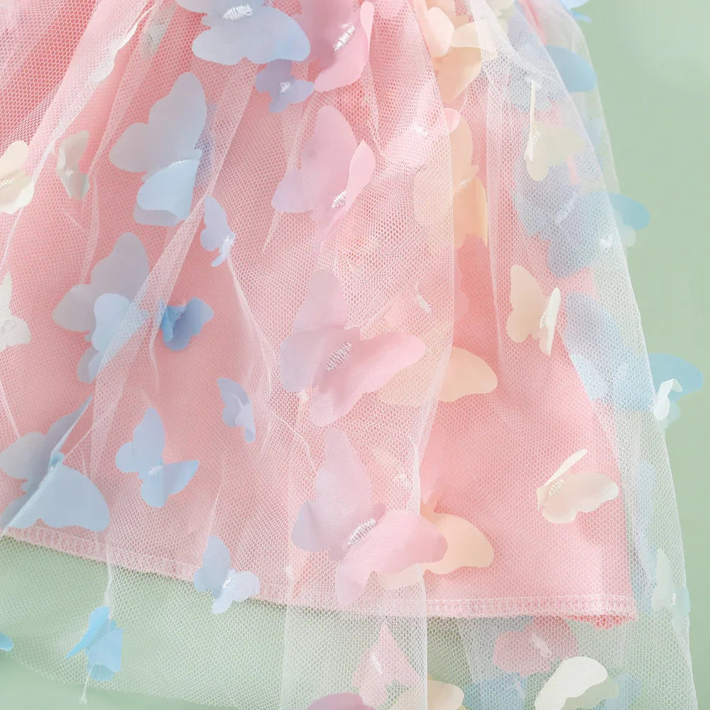 Baby Girl Party Princess Dress Summer Toddler 3d Fairy Butterfly Wings Hanging Strap Mesh Cute Fashion Dress