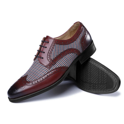 Casual Shoes For Men Men'S Large Size British Style Leather Shoes Color Matching Lace-Up Men'S Uniquely Designed Leather Shoes