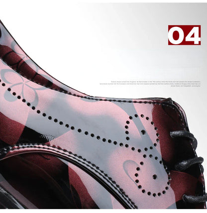 Luxury Men Oxford Shoes Retro Floral Pattern Men Dress Shoes Fashion Lace-Up Flats High Quality Business Men Party Wedding Shoes