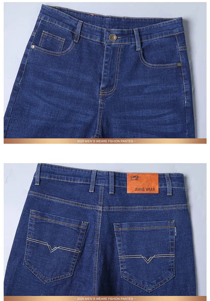 2024 New Stretch Slim Fit Pants Comfortable Soft Business Denim Trousers Male Brand Clothing Men Fashion Straight Jeans 28-40
