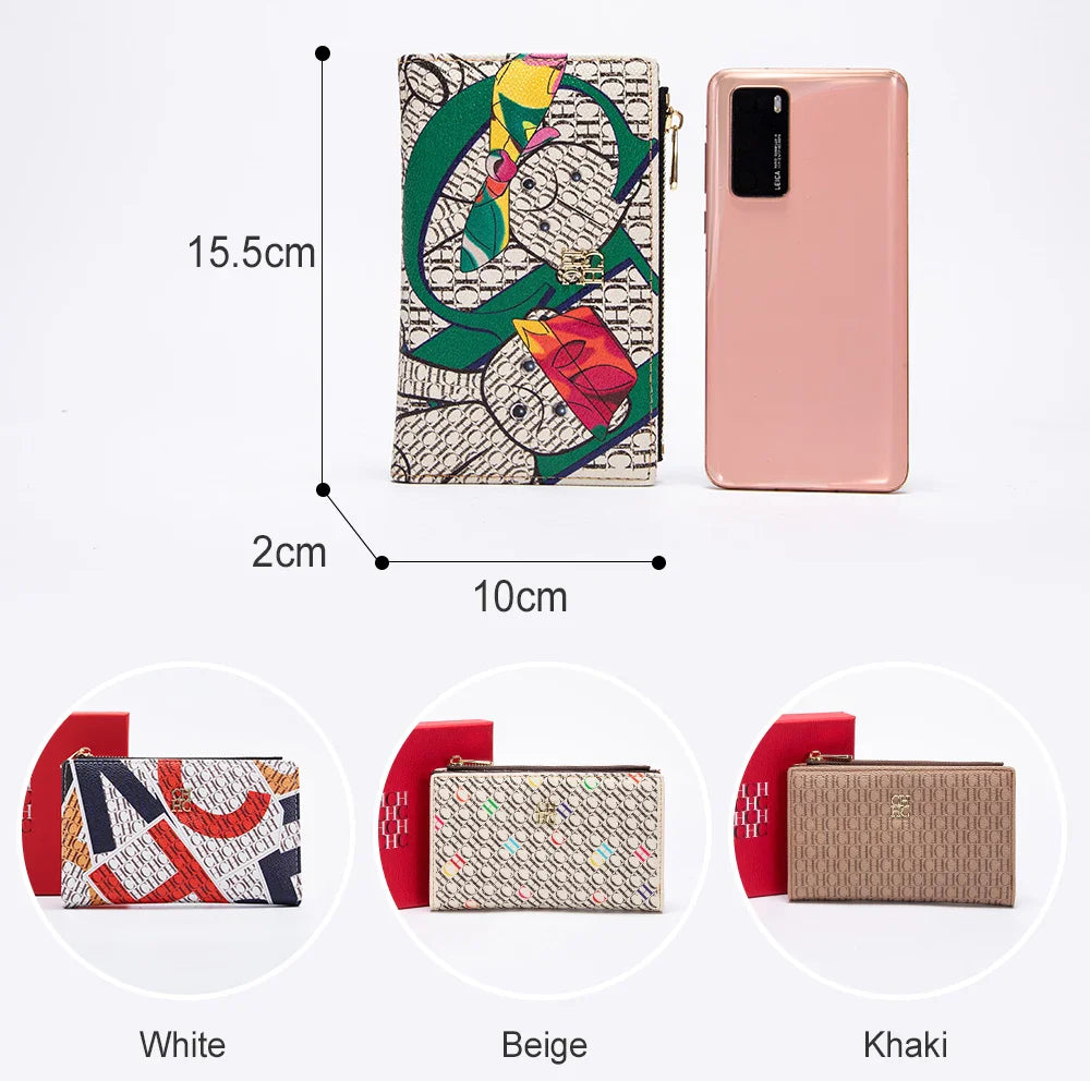 CHCH-Women's Cartoon Printing Long Wallet Retro Classic Wallet PVC Material Fashion Simple Large Capacity Bags