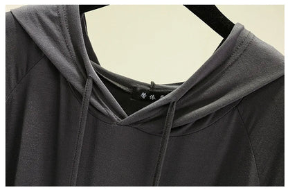 Spring Summer Hooded dress half sleeves Modal Casual Loose Long dress Solid colors female clothing streetwear