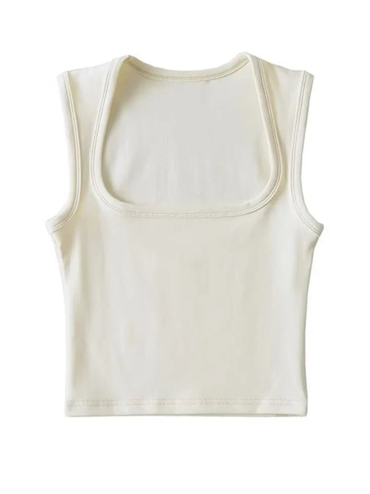 Deep Square Collar Vests 2023 Summer New Fashion Sexy Women's Crop Tops Sling Vest Camis