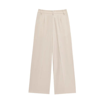 ETJ 2025  Women's Spring New suit Set with shoulder padded double-breasted blazer & high-waisted pleated wide-legged pants