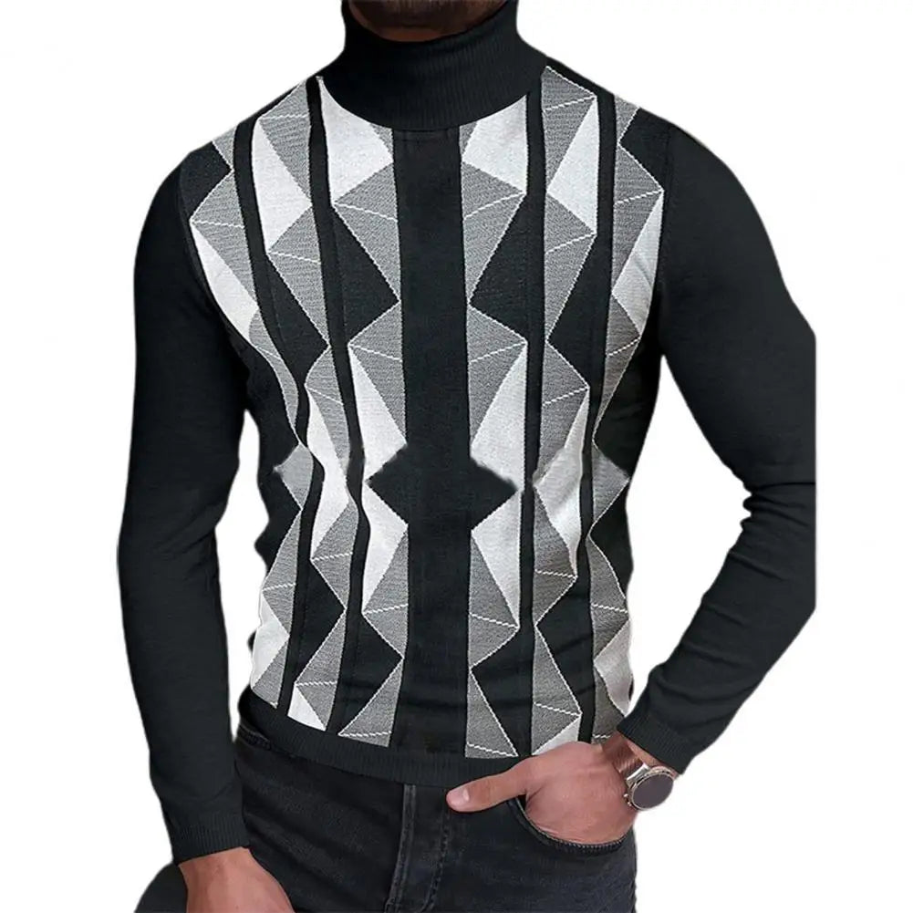 Practical Men Sport Shirts  Stylish Anti-deform Men Sweater  Patchwork Long Sleeve Pullover Sweater