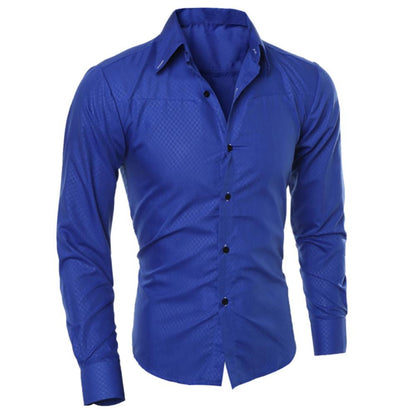Fashion spring autumn Men Shirts New Arrivals Slim Fit Male Shirt Solid Long Sleeve British Style Office Cotton Men's Shirt