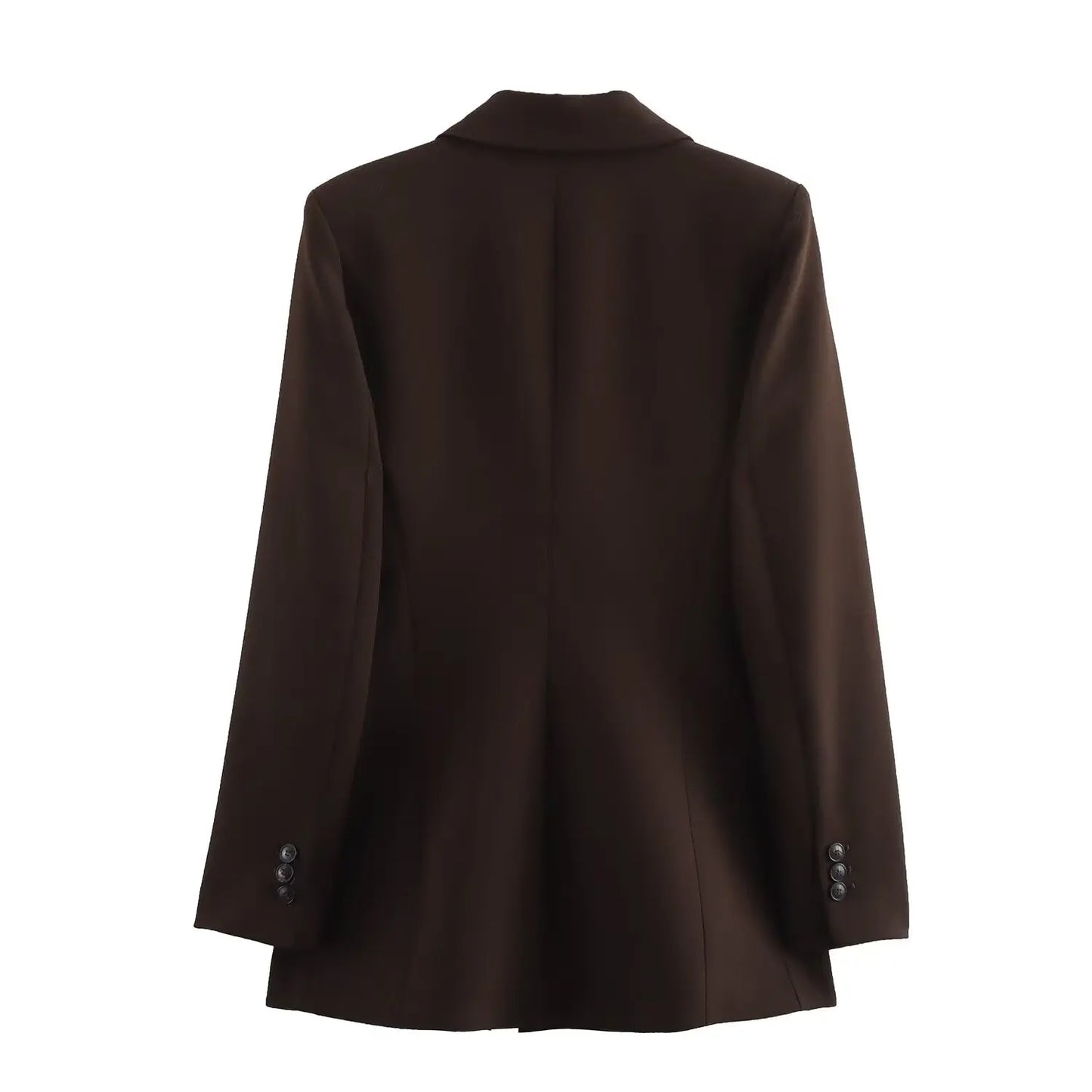 HH Women New Fashion Blazer Suit Lapel Double-Breasted Pocket Casual Coat+Chic High Waist Loose Zipper Slim Long Pants Suit