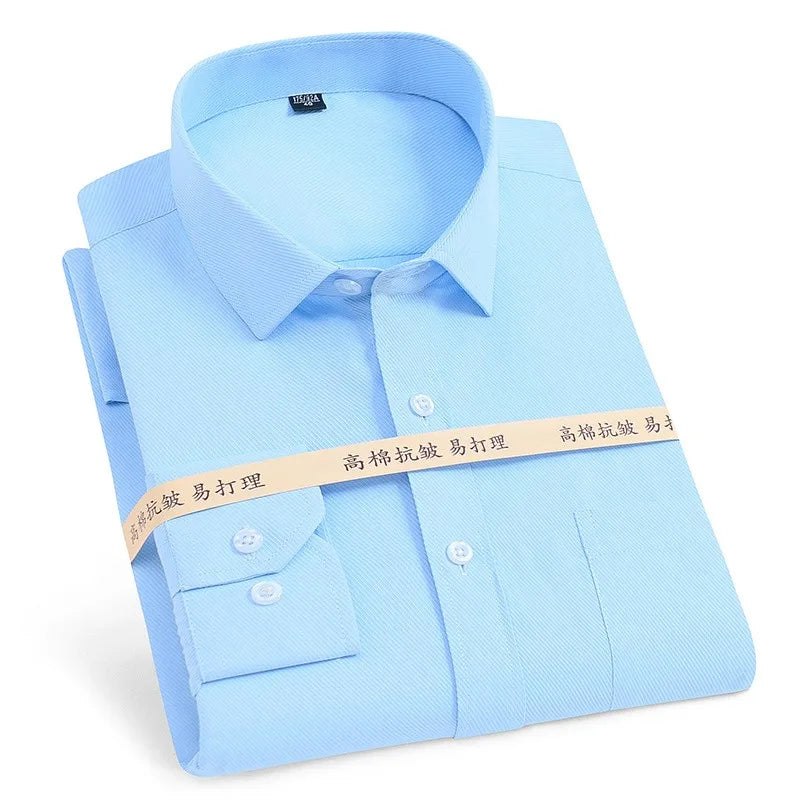 2024 Men's Long-sleeved Plaid Casual Shirts Fashion Classic Striped Business Social Dress Shirts Breathable Cotton Men Blousers