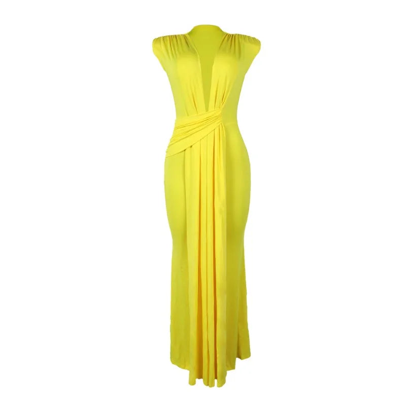 Elegant Bodycon Dresses for Women Sexy Deep V Neck Sleeveless Maxi Dress Mermaid Guest Evening Party Cocktail Long Dress Gown