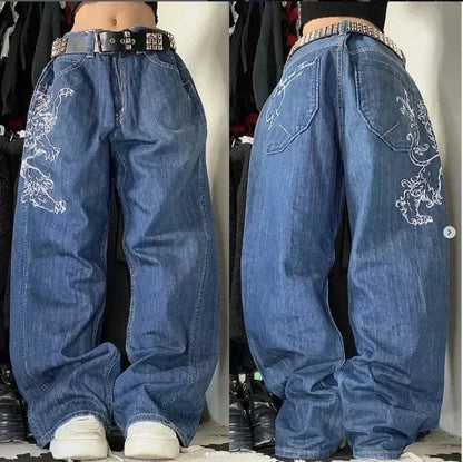 High-quality New Jeans Y2K Street Popular Multicolor U Brand Retro Wide-leg Pants Unisex Casual Loose Joker Couple Jeans Pants