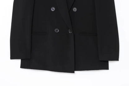 ETJ 2025  Women's Spring New suit Set with shoulder padded double-breasted blazer & high-waisted pleated wide-legged pants
