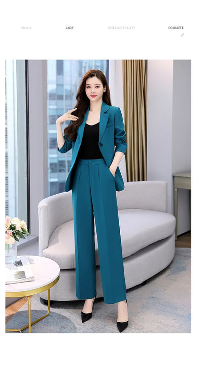 Fashion Casual Pants Suit the New Korean Pop Lapel Loose Pants Blouse Professional Suit Two-piece Women Elegant Set