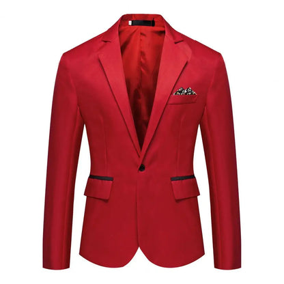 Men Suit Coat Formal Business Style Slim Fit Single Button Cardigan Lapel Long Sleeve Commute Office Groom Wedding Suit Jacket