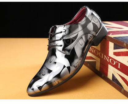 Luxury Men Oxford Shoes Retro Floral Pattern Men Dress Shoes Fashion Lace-Up Flats High Quality Business Men Party Wedding Shoes