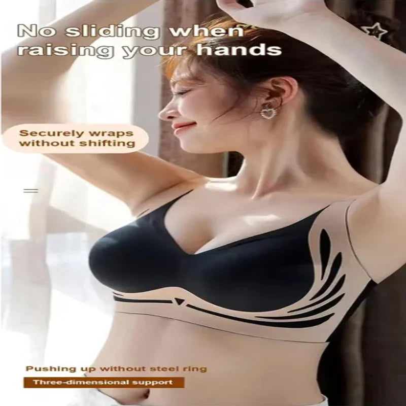 Super Gather Wireless Push-up Bra Women Gathered Up Soft Support Adjustable Underwear Anti-sagging Seamless Lift-up Bra