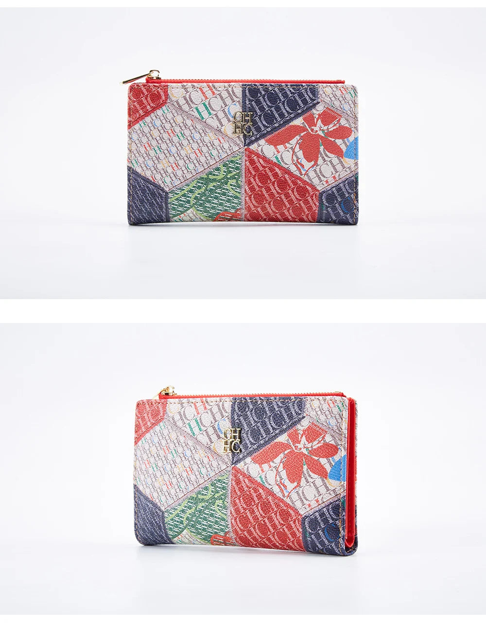 CHCH-Women's Cartoon Printing Long Wallet Retro Classic Wallet PVC Material Fashion Simple Large Capacity Bags