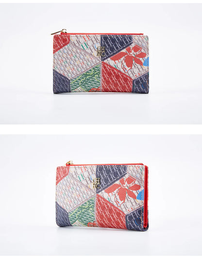 CHCH-Women's Cartoon Printing Long Wallet Retro Classic Wallet PVC Material Fashion Simple Large Capacity Bags