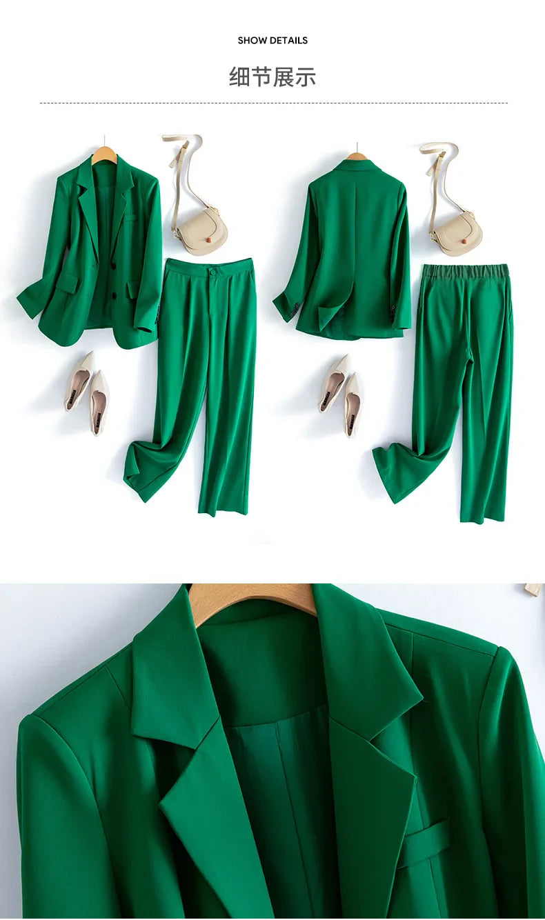 Fashion Casual Pants Suit the New Korean Pop Lapel Loose Pants Blouse Professional Suit Two-piece Women Elegant Set