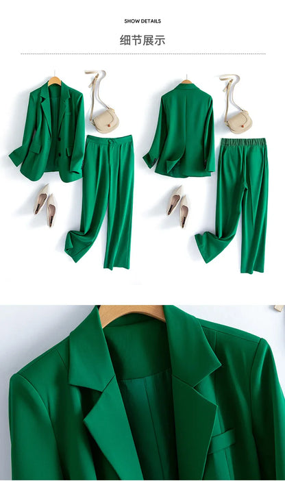 Fashion Casual Pants Suit the New Korean Pop Lapel Loose Pants Blouse Professional Suit Two-piece Women Elegant Set