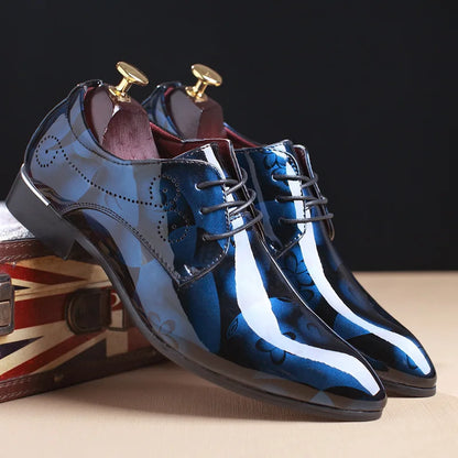 Luxury Men Oxford Shoes Retro Floral Pattern Men Dress Shoes Fashion Lace-Up Flats High Quality Business Men Party Wedding Shoes