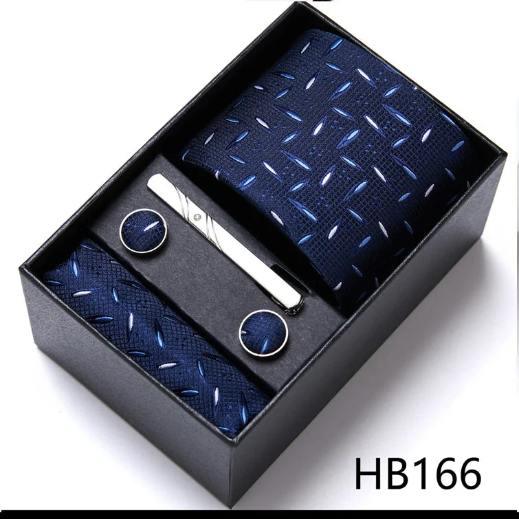 Jacquard Fashion Brand Tie Pocket Squares Set For Men Tie Handkerchief  Cufflink Necktie Gift Box Fit Wedding Holiday Workplace