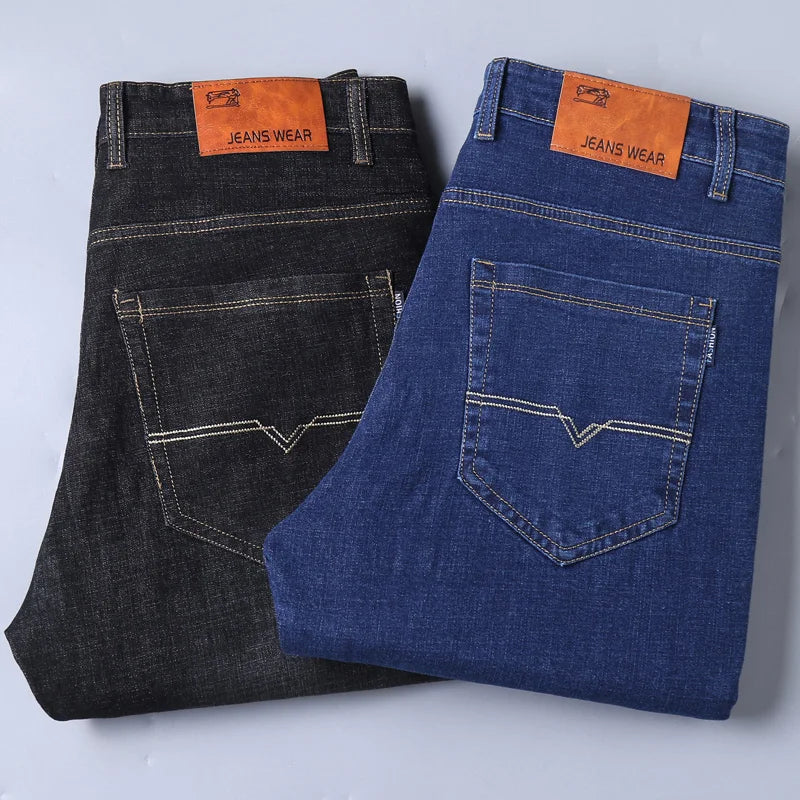 2024 New Stretch Slim Fit Pants Comfortable Soft Business Denim Trousers Male Brand Clothing Men Fashion Straight Jeans 28-40
