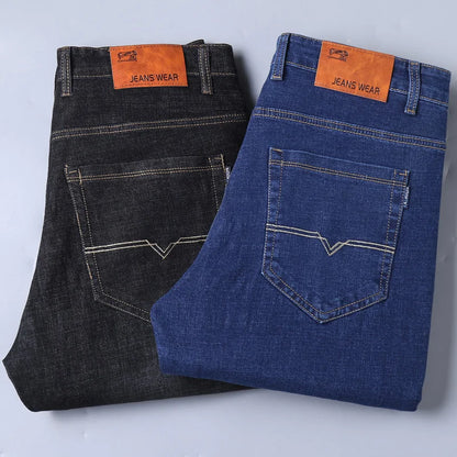 2024 New Stretch Slim Fit Pants Comfortable Soft Business Denim Trousers Male Brand Clothing Men Fashion Straight Jeans 28-40