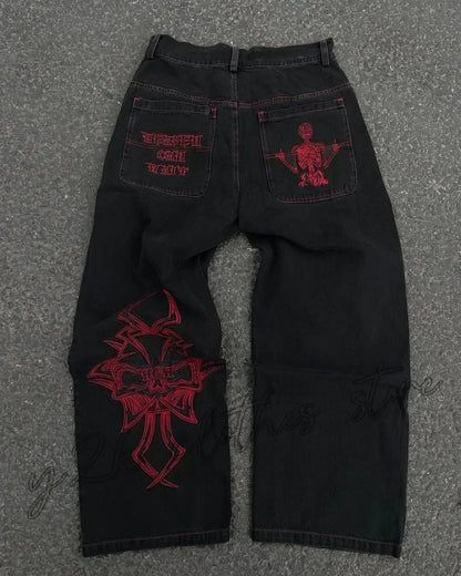 High-quality New Jeans Y2K Street Popular Multicolor U Brand Retro Wide-leg Pants Unisex Casual Loose Joker Couple Jeans Pants