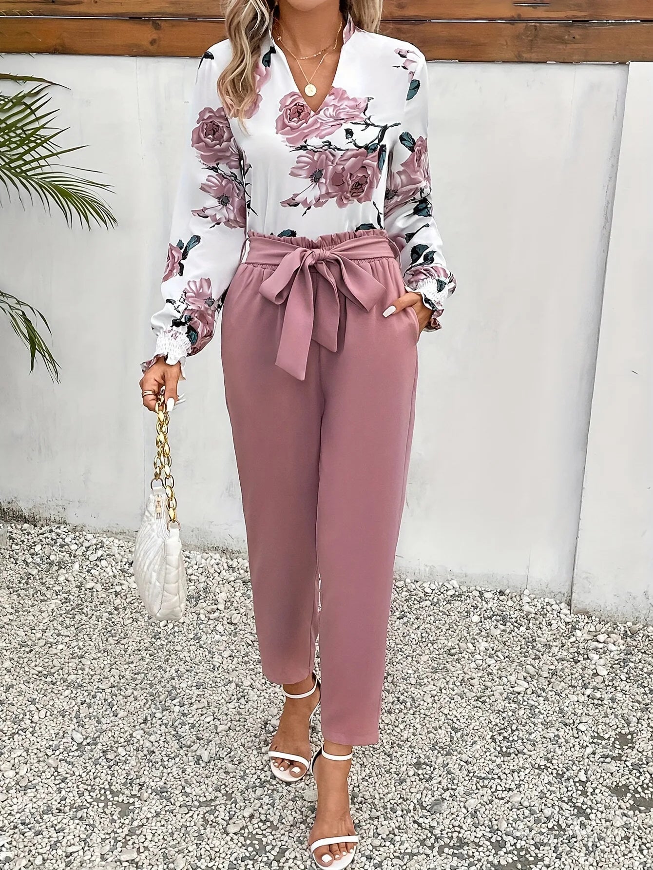 pink satin loose slimming casual pants for women, fashionable and high-end slim fit small leg pants