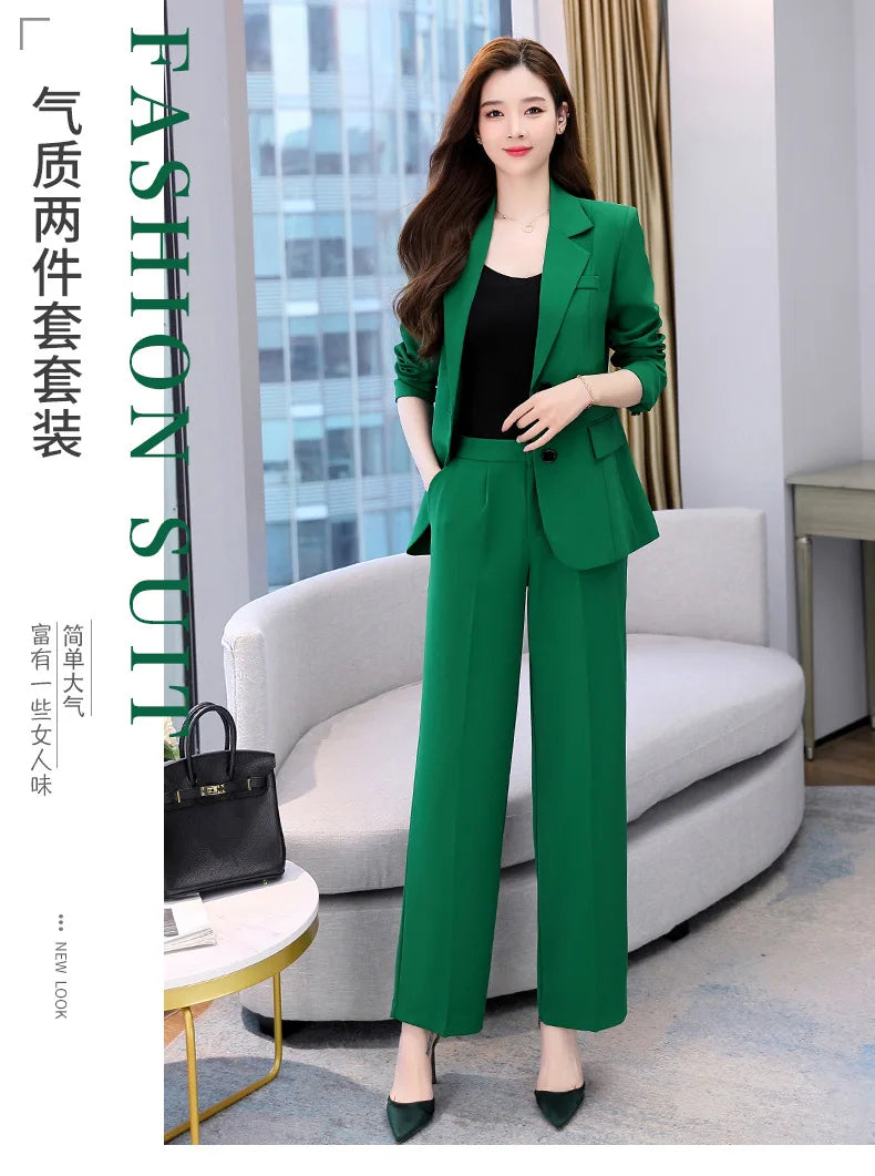 Fashion Casual Pants Suit the New Korean Pop Lapel Loose Pants Blouse Professional Suit Two-piece Women Elegant Set