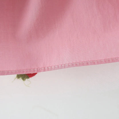 Summer girl dress baby girl small flying sleeves denim top with patchwork strawberry embroidery mesh suspender princess dress
