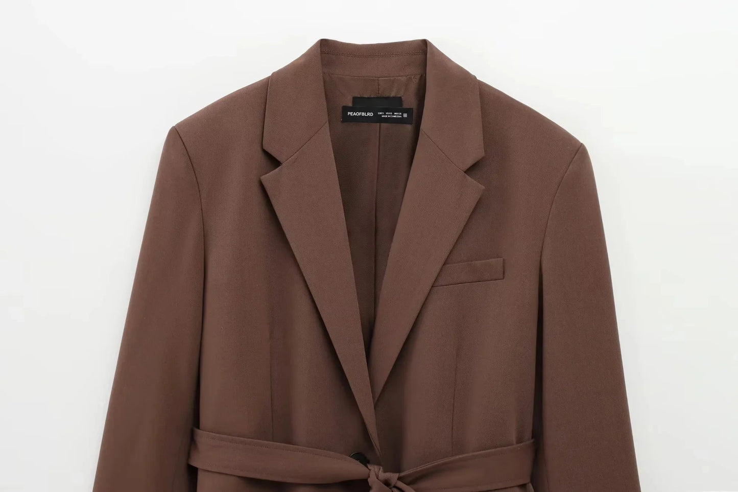 KONDALA 2026 Spring Office Lady Elegant Brown Women Suit Fashion Casual Sashes Oversized Shrug Blazer Chic Zipper Long Pant