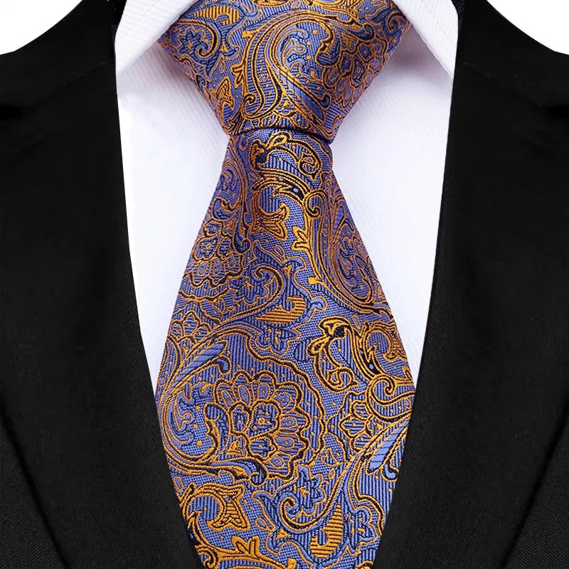 Luxury 8CM Mens Necktie Brown Orange Color Dot Stripes Ties For Man Groom Jacquard Woven Neck Tie For Business Wedding Party