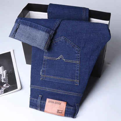 2024 New Stretch Slim Fit Pants Comfortable Soft Business Denim Trousers Male Brand Clothing Men Fashion Straight Jeans 28-40