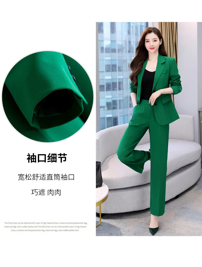 Fashion Casual Pants Suit the New Korean Pop Lapel Loose Pants Blouse Professional Suit Two-piece Women Elegant Set