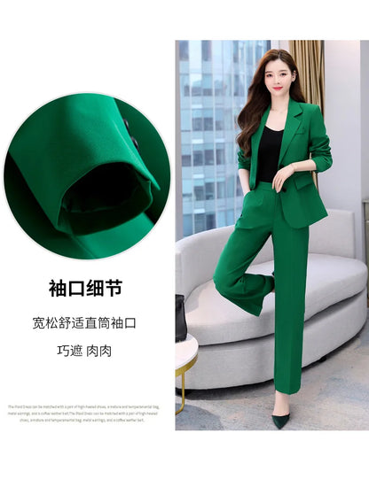 Fashion Casual Pants Suit the New Korean Pop Lapel Loose Pants Blouse Professional Suit Two-piece Women Elegant Set