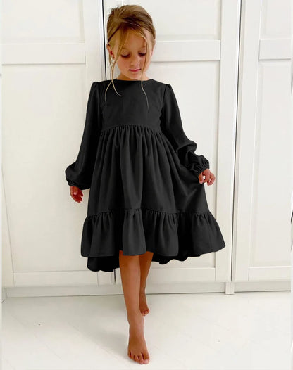 Children's Dress New Spring and Autumn Dress Girls' Ruffle Edge Long Sleeve Suede Dress Boys' Long Sleeve Corduroy Dress
