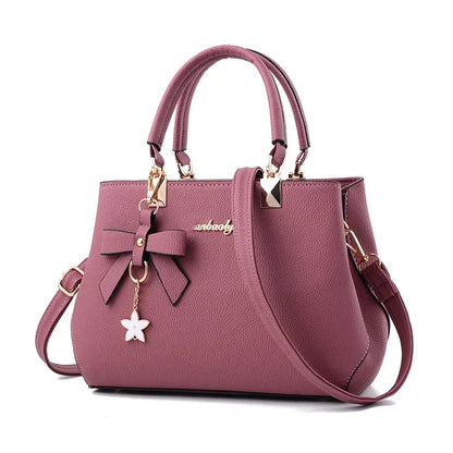 Elegant Women Messenger Bags With Flower Pendant Office Ladies Totes Pure Handbag For Female Crossbody Shoulder Bags