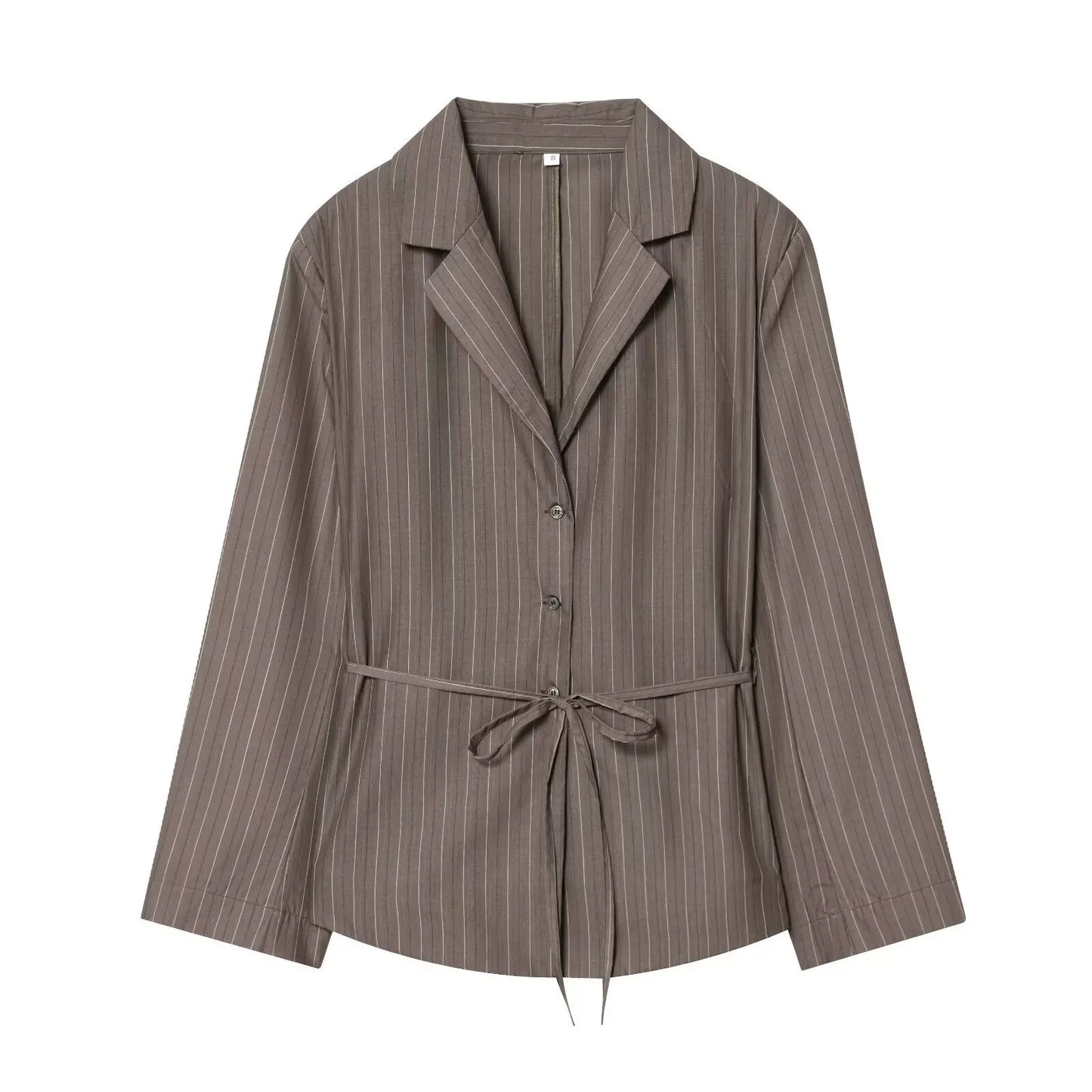 Office Lady Chic Brown Suits V Neck Striped Loose Blazer High Waist Wide Leg Pants Fashion Casual Women Suits Костюм Офисный