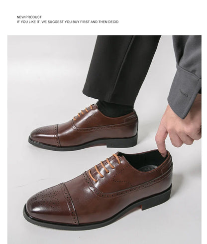 Classic Office Dress Shoes Trend Casual Business Oxford Shoes For Men Social Wedding Brogues Social Leather Shoes Male