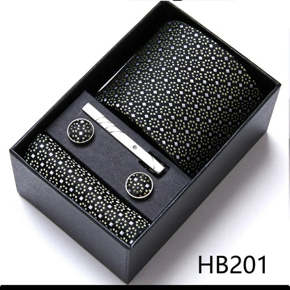 Jacquard Fashion Brand Tie Pocket Squares Set For Men Tie Handkerchief  Cufflink Necktie Gift Box Fit Wedding Holiday Workplace
