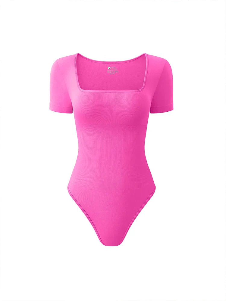 Early Autumn Women's Jumpsuit Short Sleeve T-shirt Solid Color Square Neck Seamless Body Shaping Bodysuit Women's Top