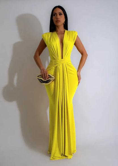 Elegant Bodycon Dresses for Women Sexy Deep V Neck Sleeveless Maxi Dress Mermaid Guest Evening Party Cocktail Long Dress Gown