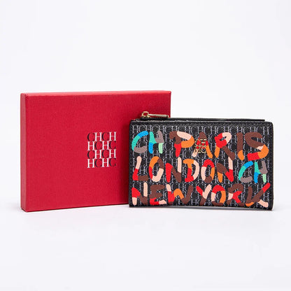 CHCH-Women's Cartoon Printing Long Wallet Retro Classic Wallet PVC Material Fashion Simple Large Capacity Bags